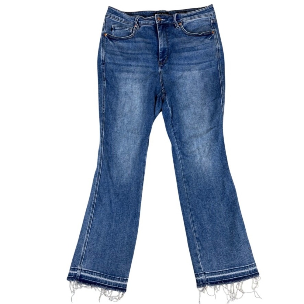 Judy Blue Slim Bootcut Jeans Medium Wash Raw Hem 18W JB88626